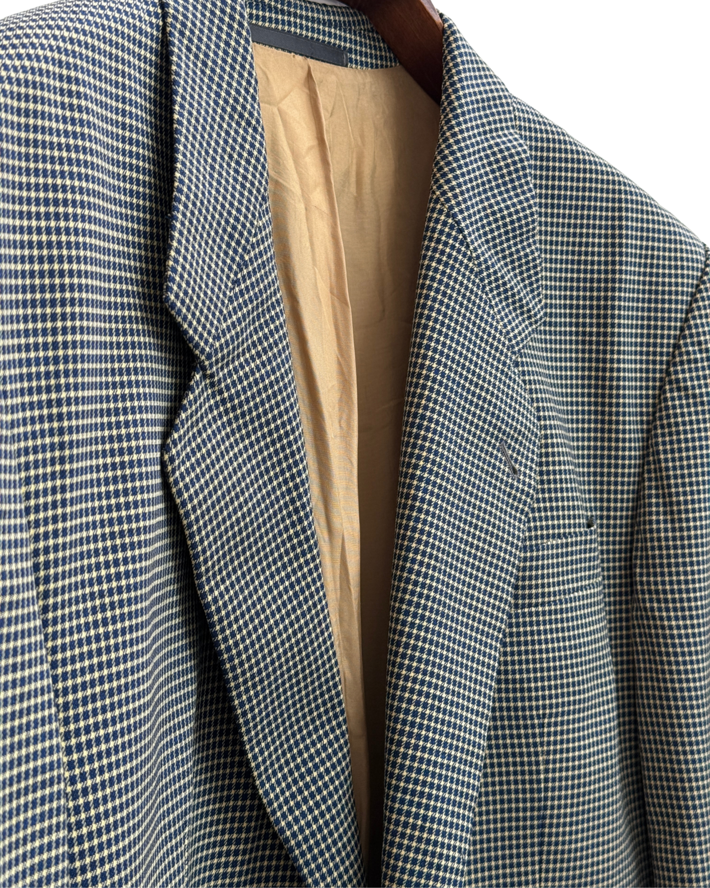 Loro Piana Wool Houndstooth Blazer Navy Beige Size 52 German Size 26