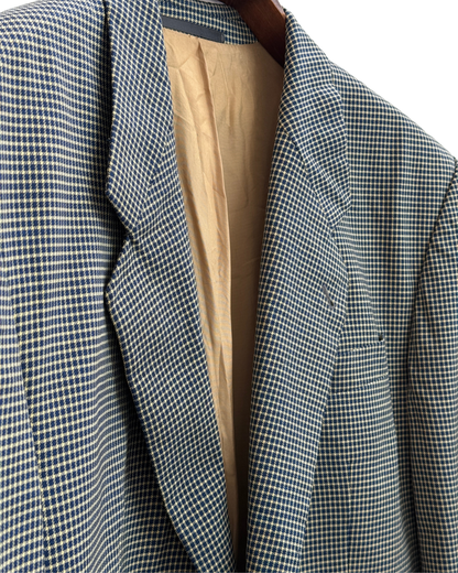 Loro Piana Wool Houndstooth Blazer Navy Beige Size 52 German Size 26