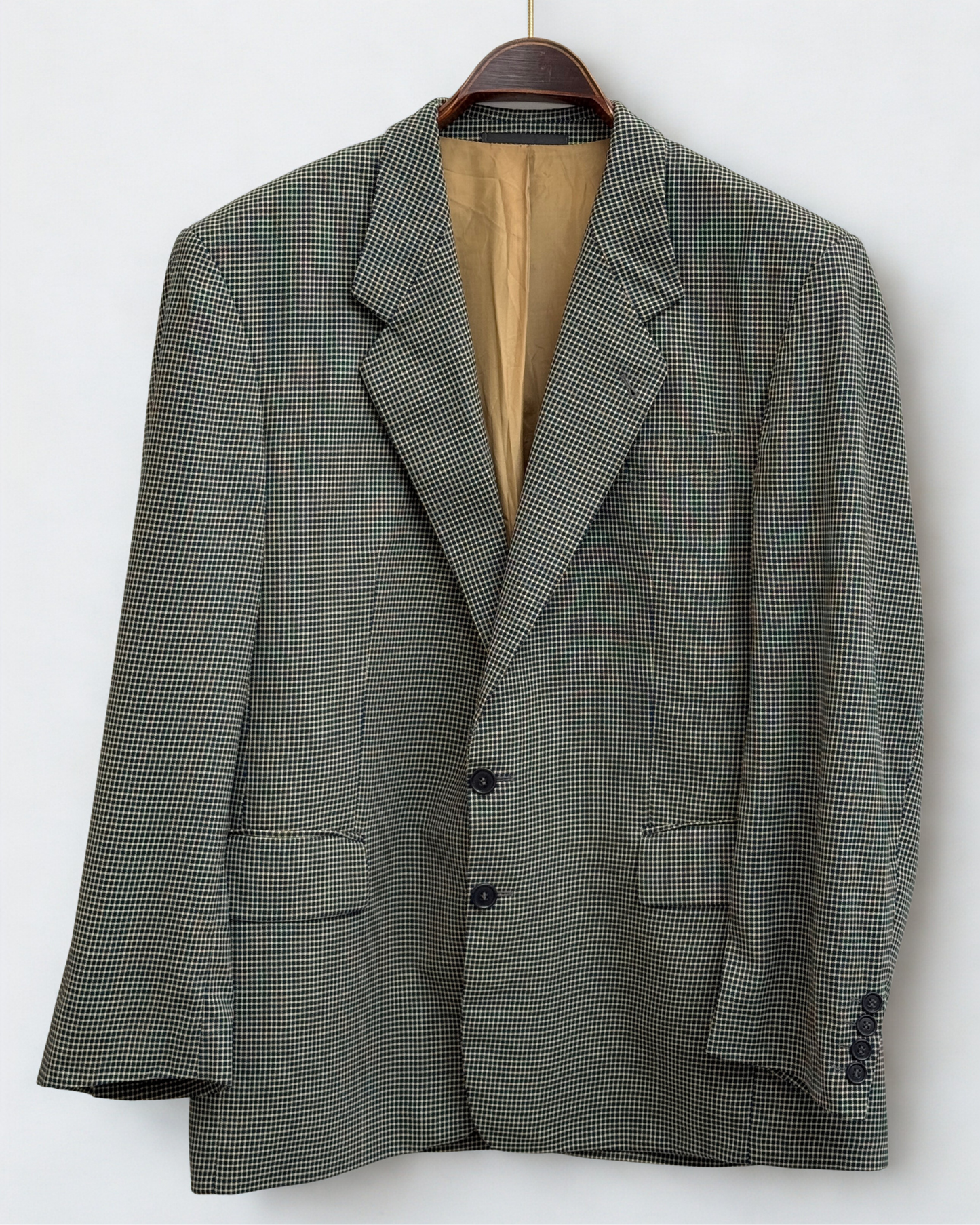 Loro Piana Wool Houndstooth Blazer Navy Beige Size 52 German Size 26