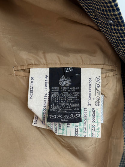 Loro Piana Wool Houndstooth Blazer Navy Beige Size 52 German Size 26