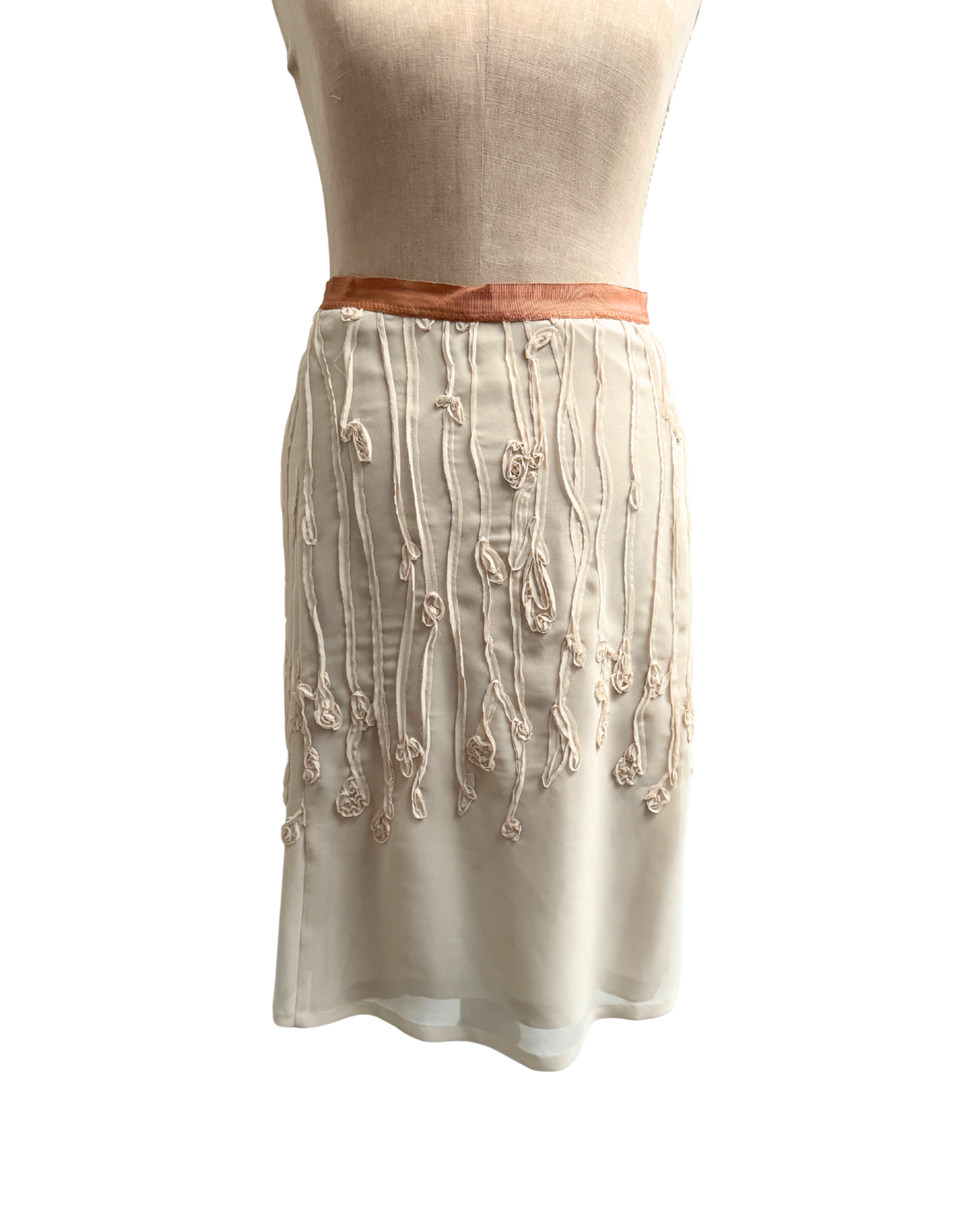 Dries Van Noten embellished chiffon skirt front view on a mannequin