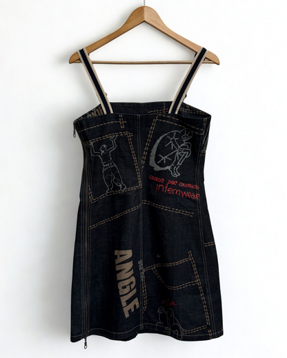 Back view of structured denim dress