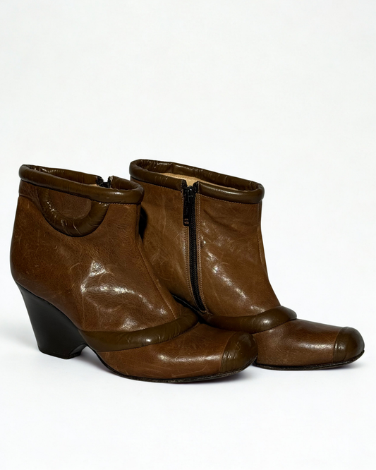 Vintage Ellen Verbeek brown leather ankle boots womens size 37