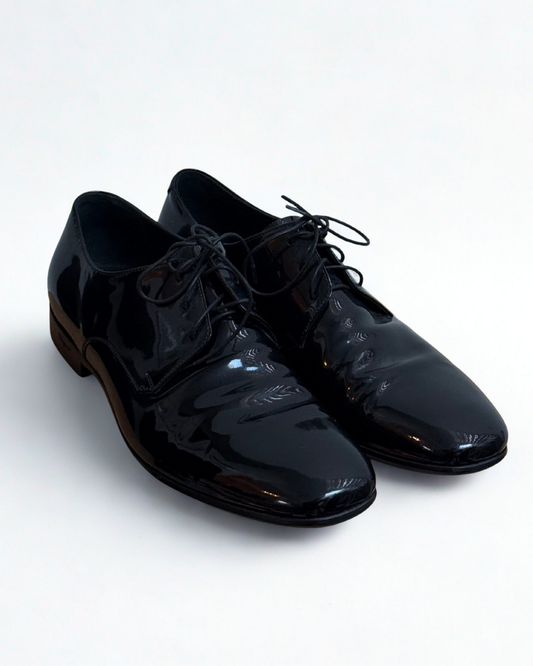 Salvatore Ferragamo black patent leather Oxford shoes mens EU 42