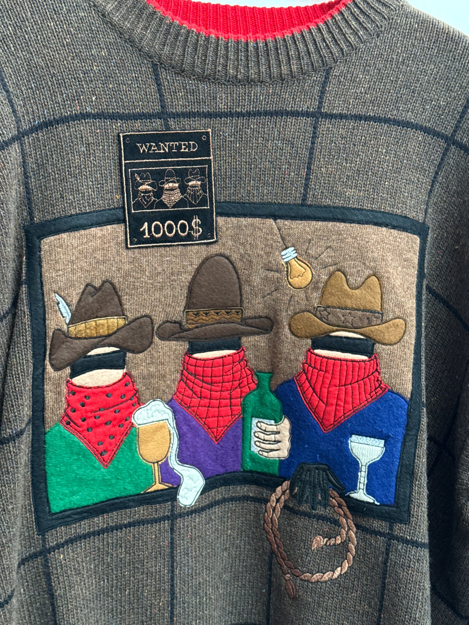 Close up of cowboy embroidery on JC de Castelbajac 