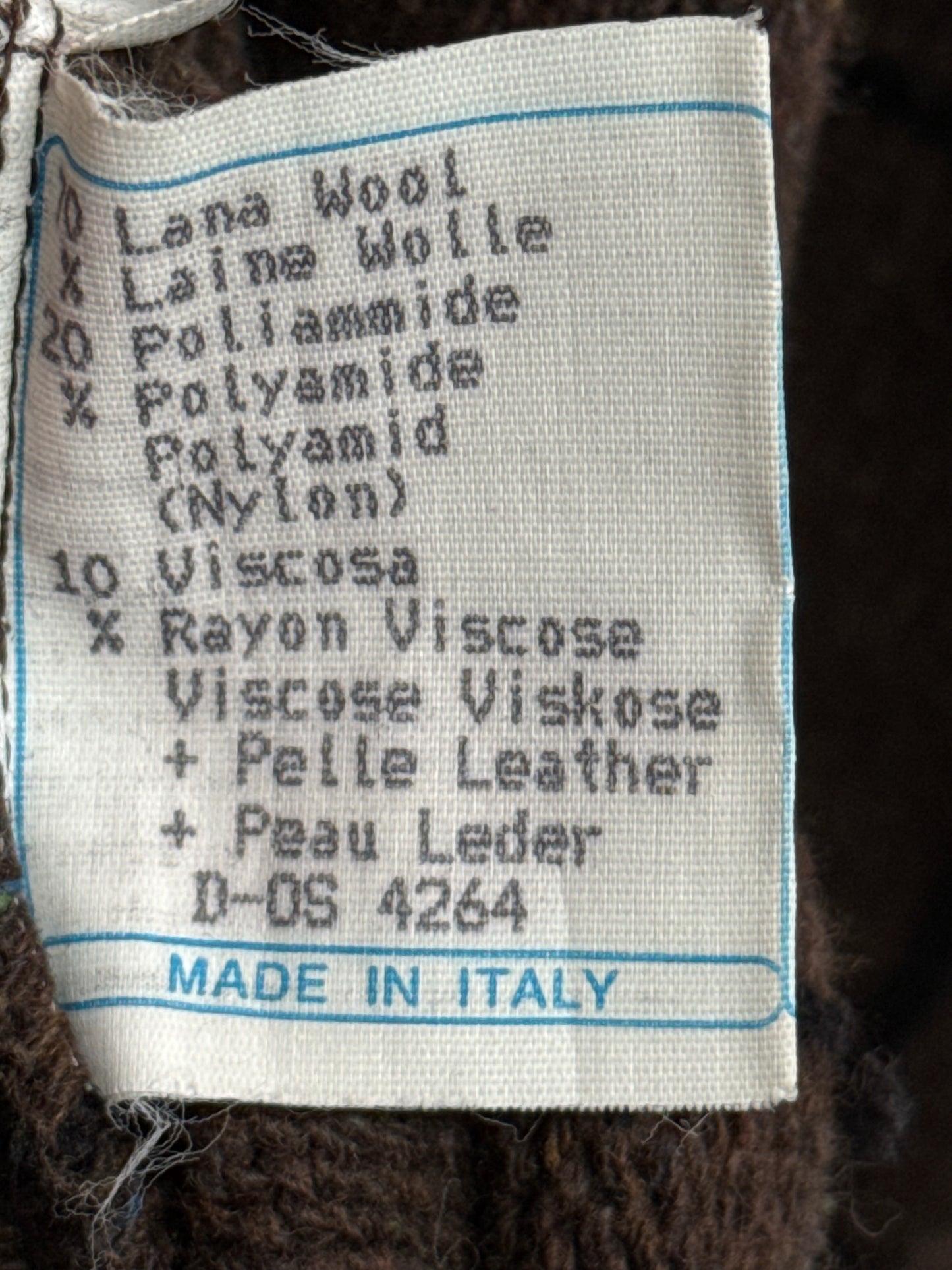 Close up of composition label