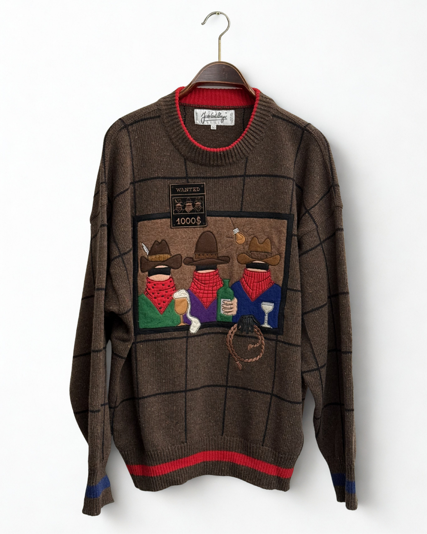 1990s JC de Castelbajac cowboy wool sweater size 50