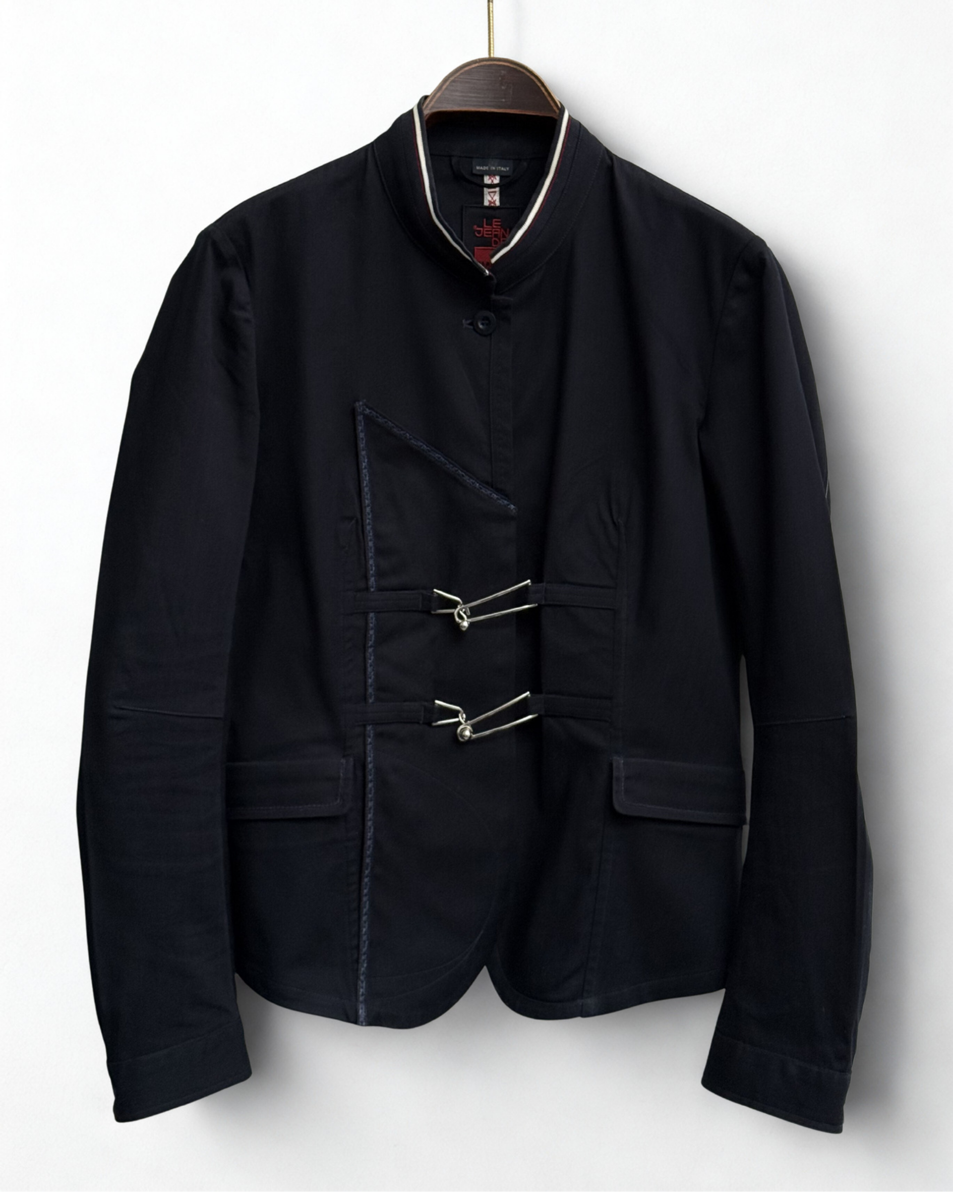 2000s Marithé François Girbaud navy stand collar blazer size L