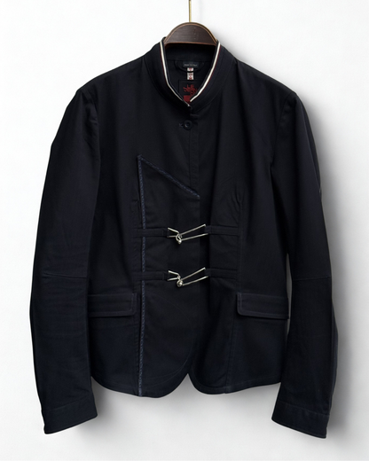 2000s Marithé François Girbaud navy stand collar blazer size L