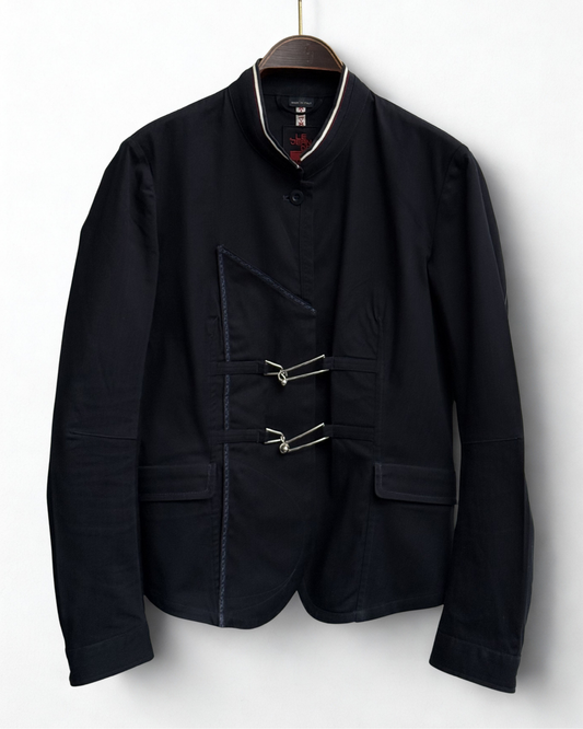 2000s Marithé François Girbaud navy stand collar blazer size L