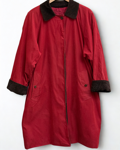 Vintage Burberry’s red padded overcoat with Nova Check lining
