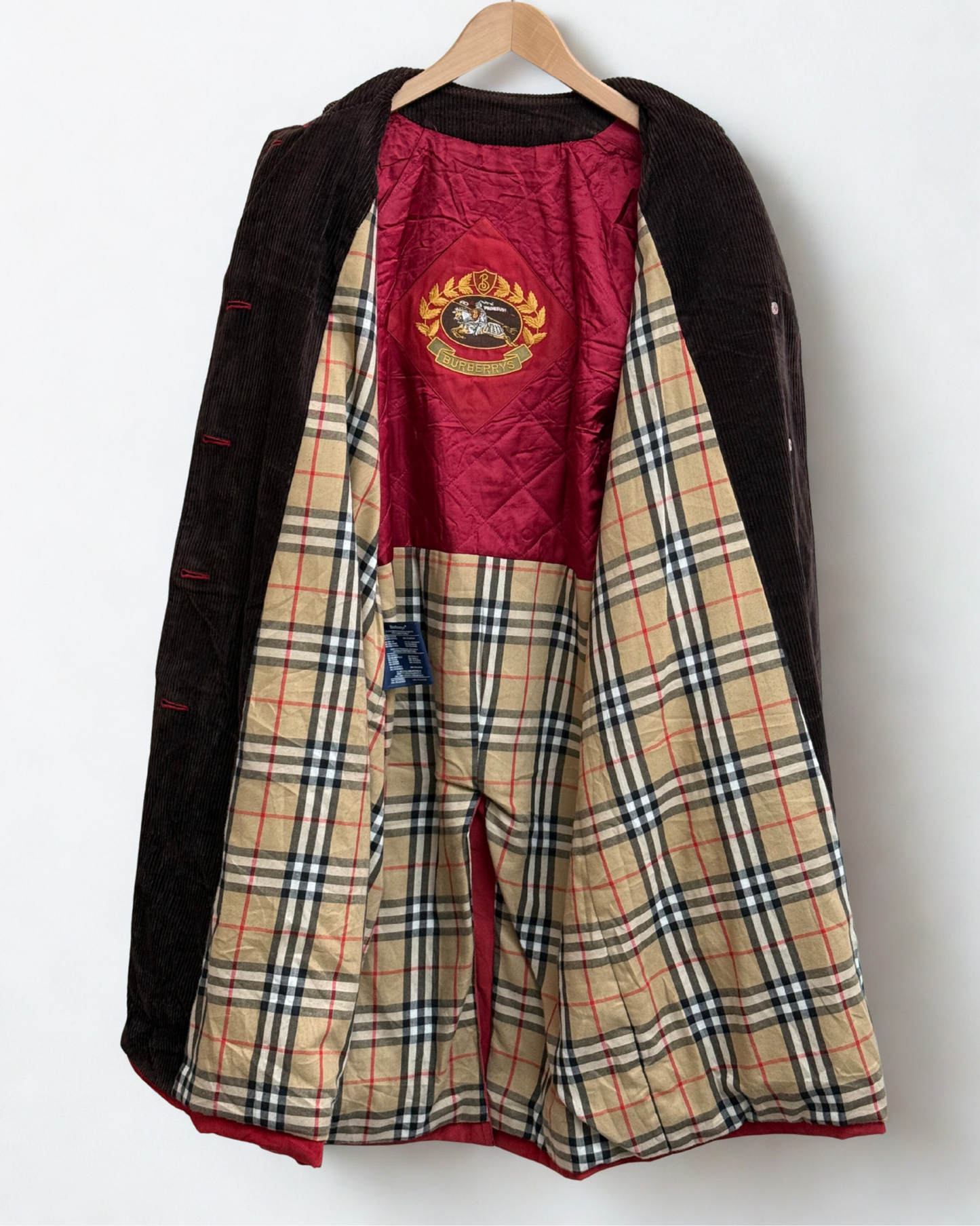 Nova Check lining inside vintage Burberry’s overcoat