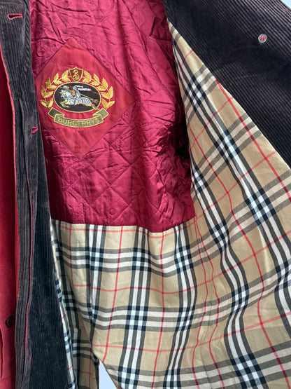 Nova Check lining inside vintage Burberry’s overcoat with vintage embroided logo