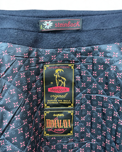 Steinbock label detail inside vintage loden jacket