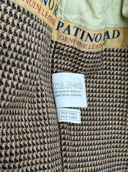 Patino Road washing label detail inside vintage leather overcoat