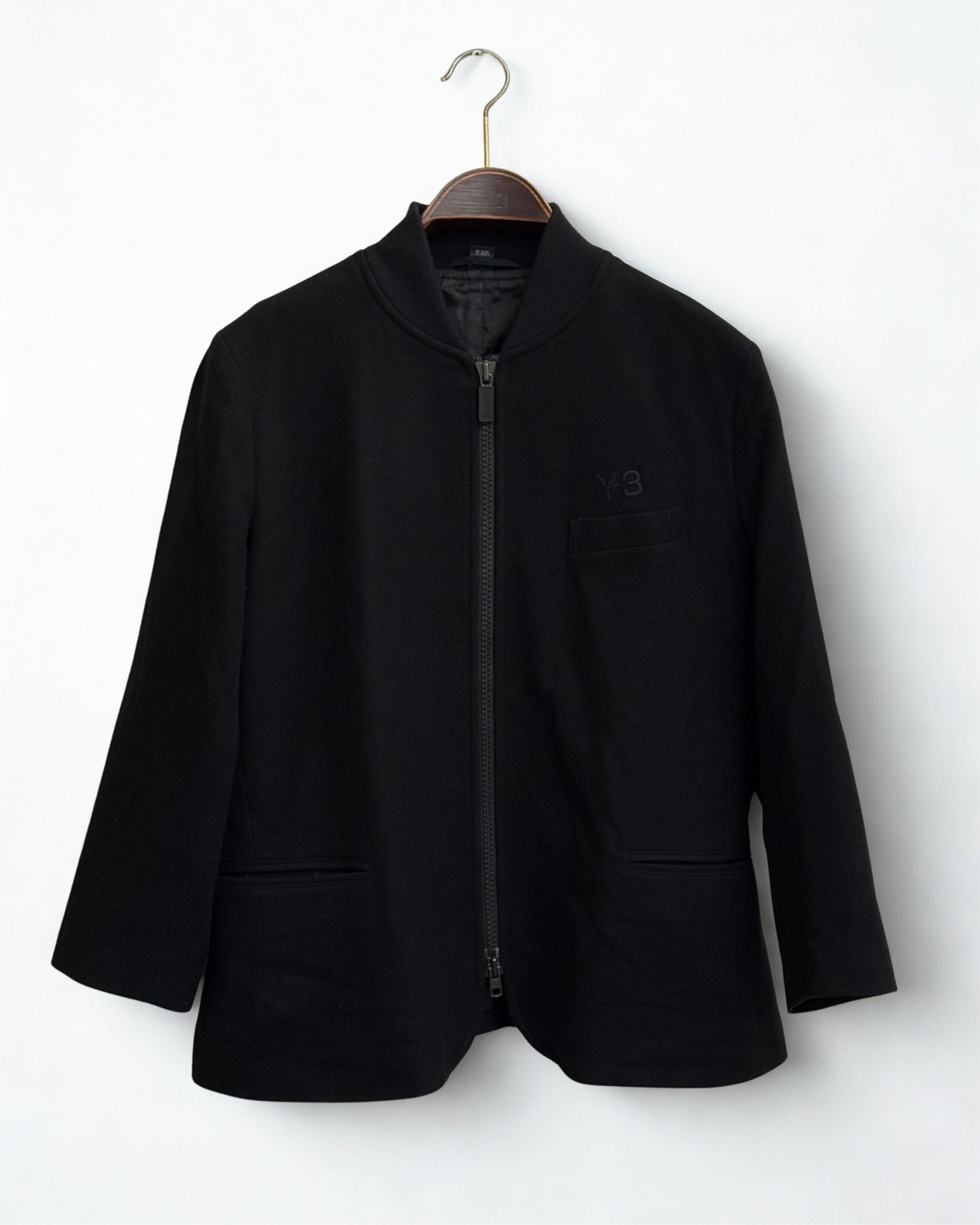 Y-3 black wool blend zip jacket early 2000s size L