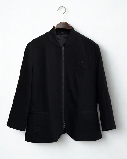 Y-3 black wool blend zip jacket early 2000s size L
