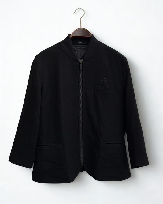Y-3 black wool blend zip jacket early 2000s size L
