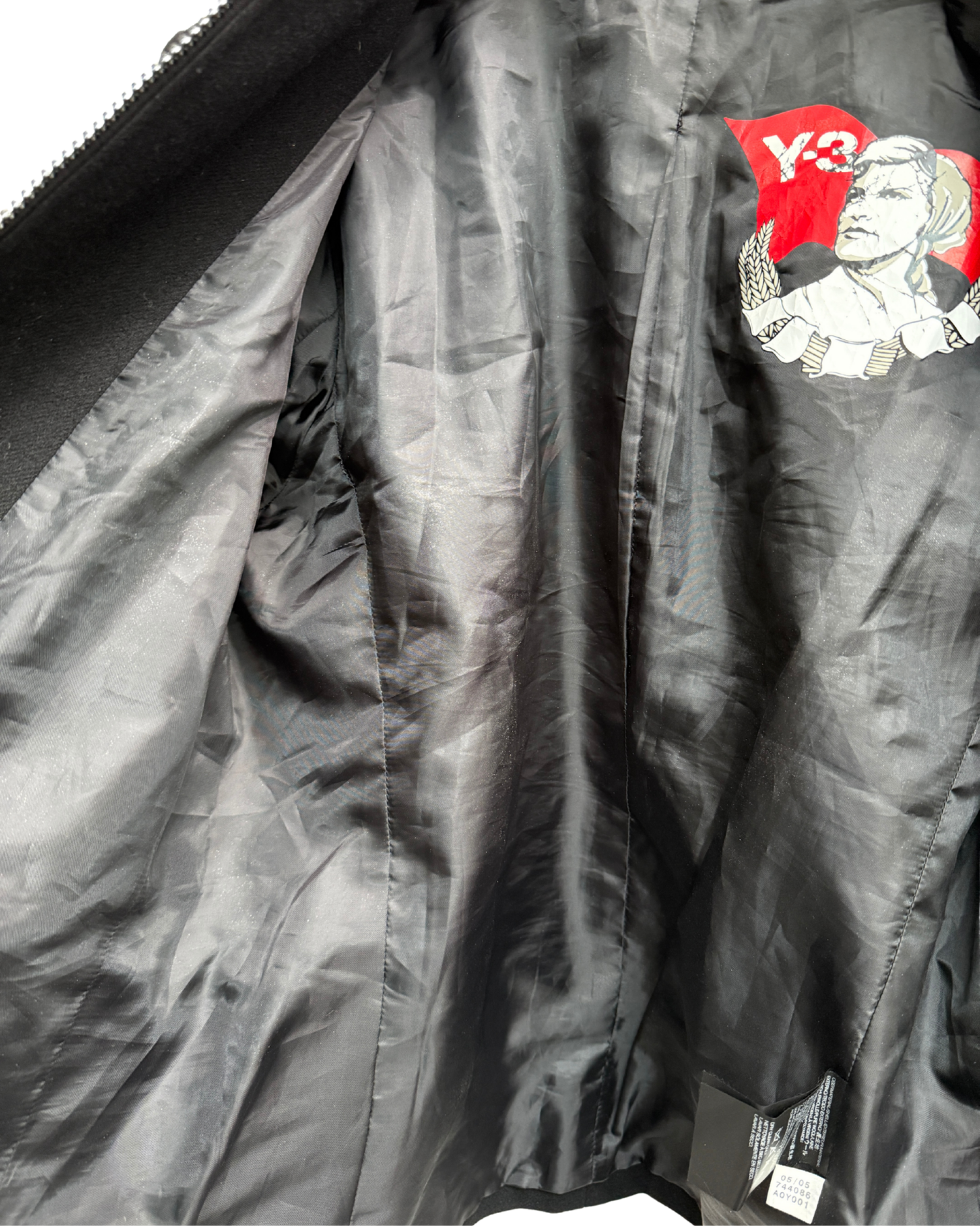 Y-3 black zip jacket inside view