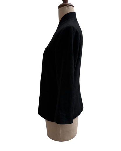 Y-3 black zip jacket side view on mannequin