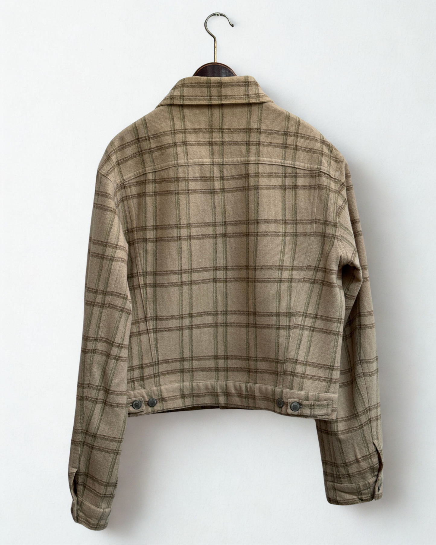 Dries Van Noten Wool Trucker Jacket Beige Check Made in Belgium Size XL