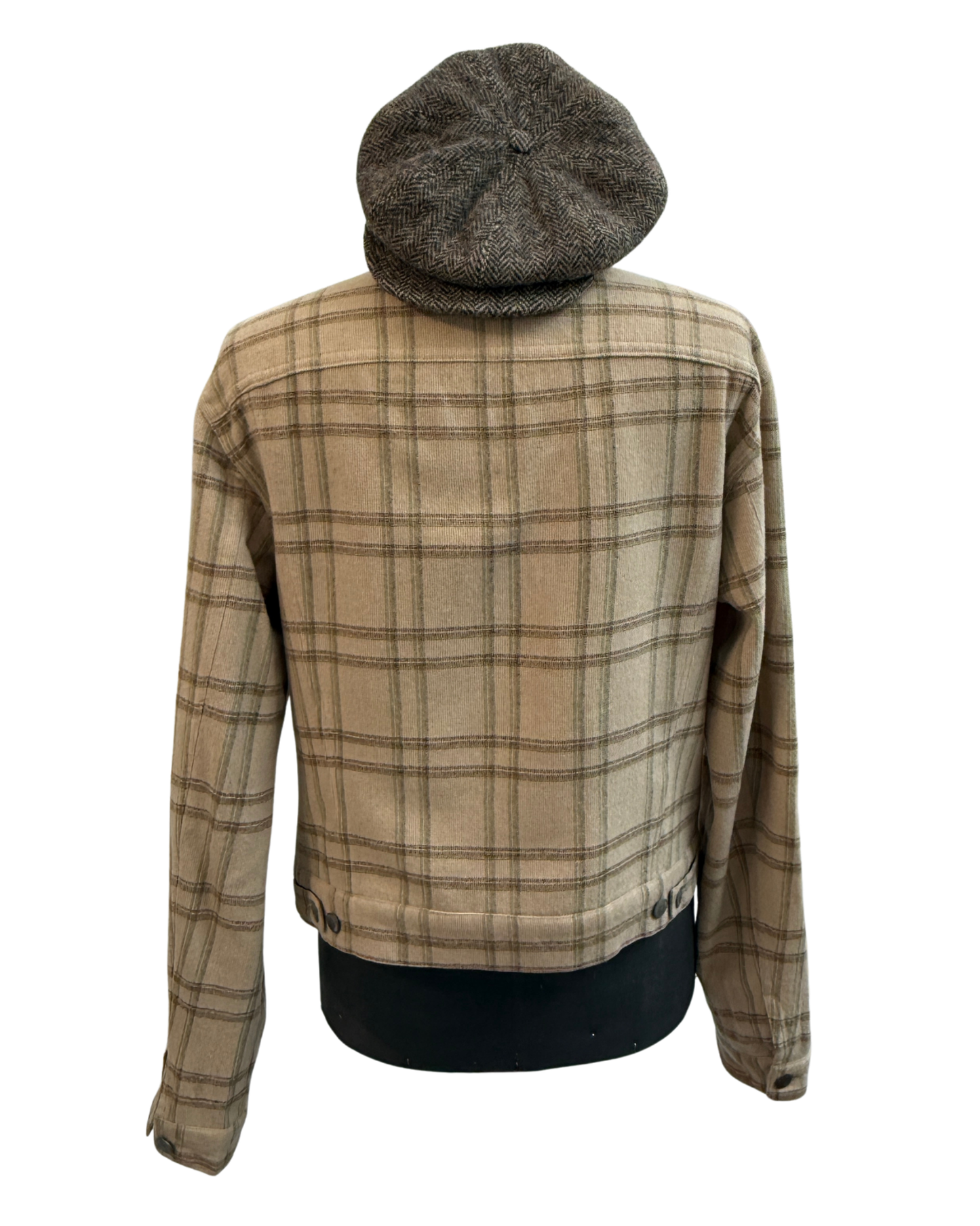 Dries Van Noten Wool Trucker Jacket Beige Check Made in Belgium Size XL