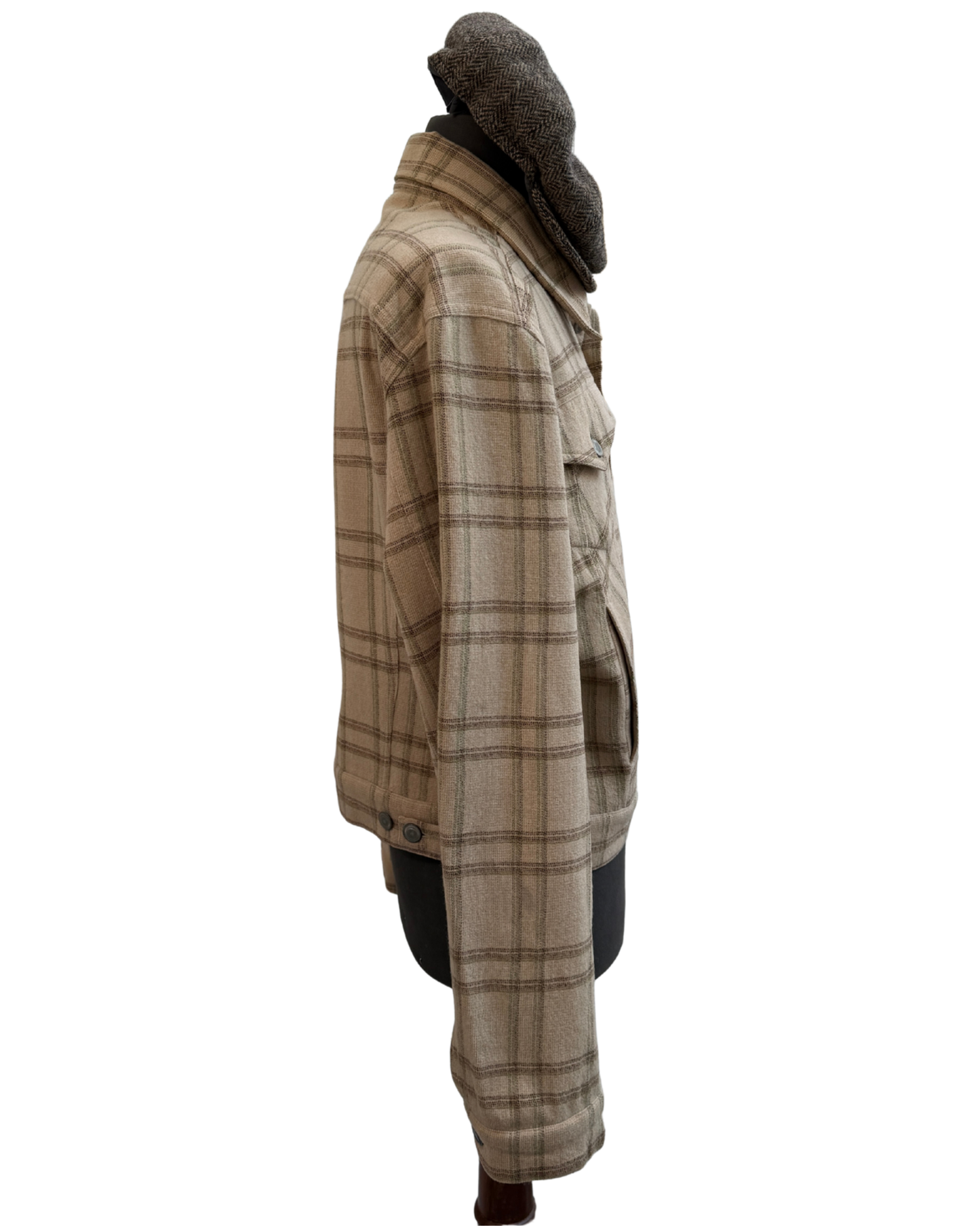 Dries Van Noten Wool Trucker Jacket Beige Check Made in Belgium Size XL