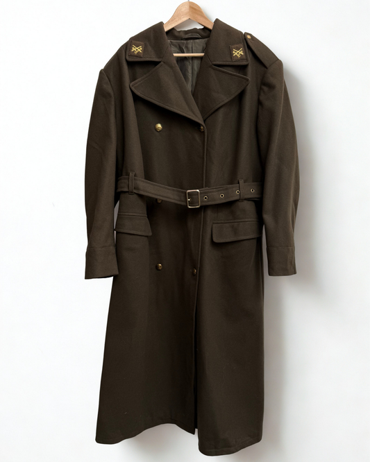 Vintage Estonian Defence Force green wool trench coat mens XXL