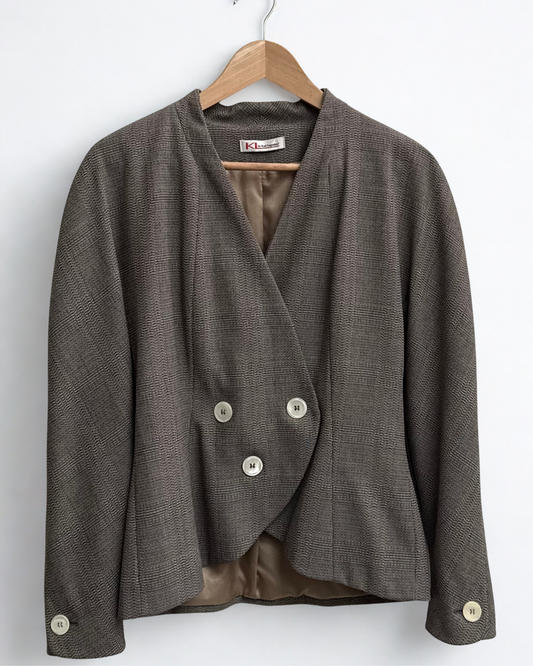 Vintage Karl Lagerfeld grey virgin wool womens blazer 1990s