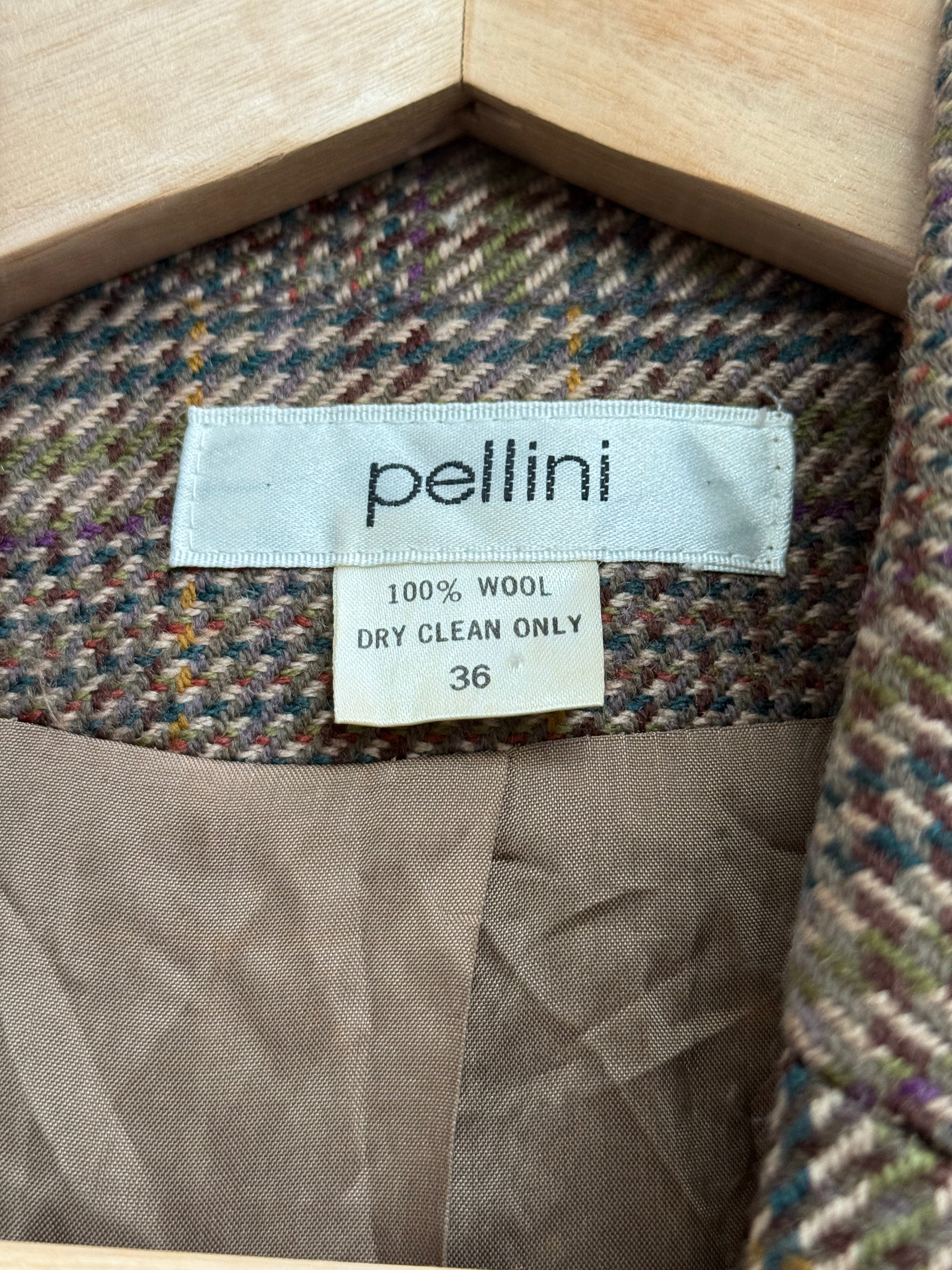 Pellini brand label detail inside vintage blazer