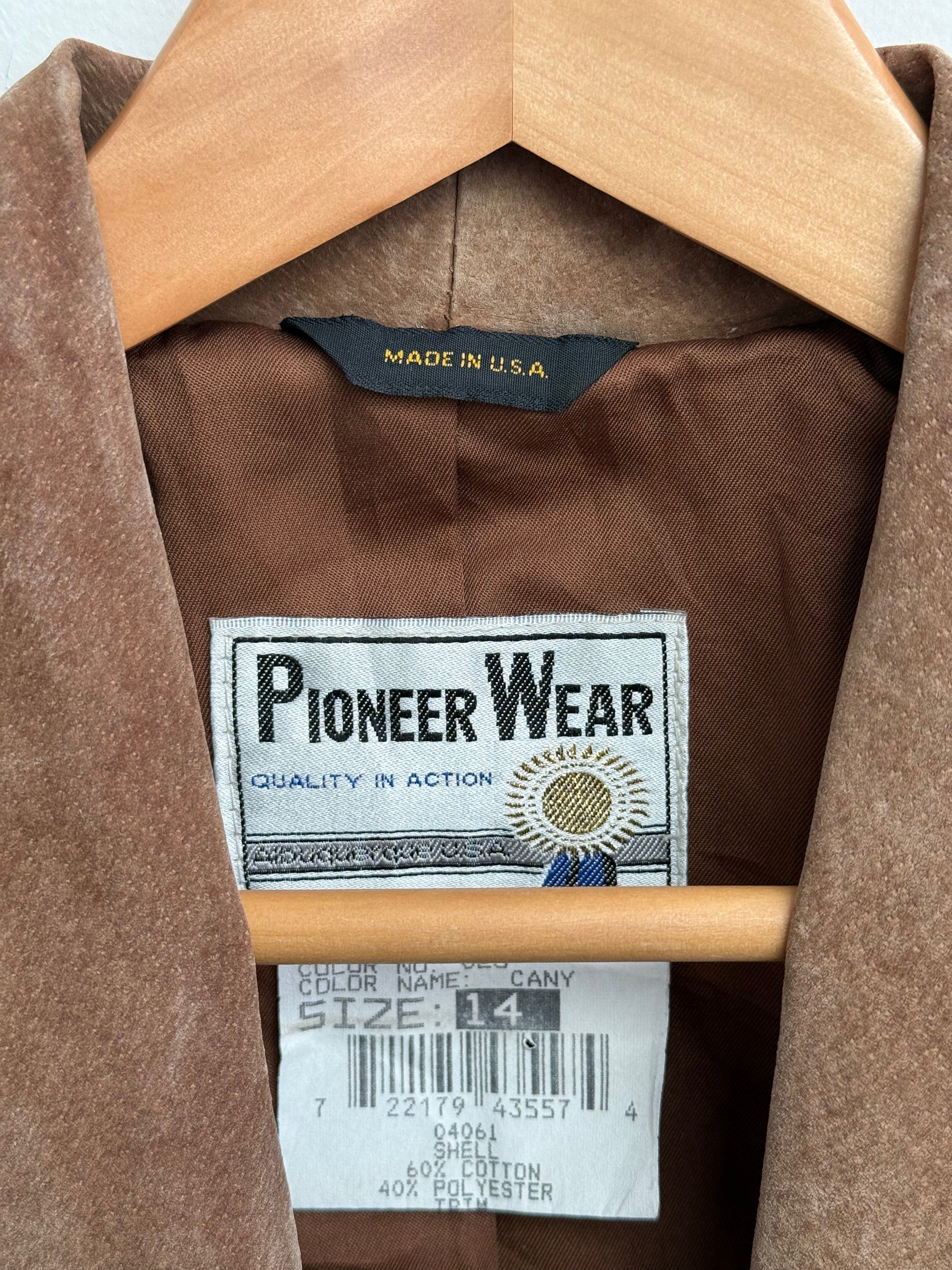 Pioneer Wear brand label detail inside vintage blazer