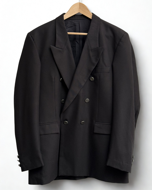 Vintage Pierre Balmain black double breasted wool blazer size 52