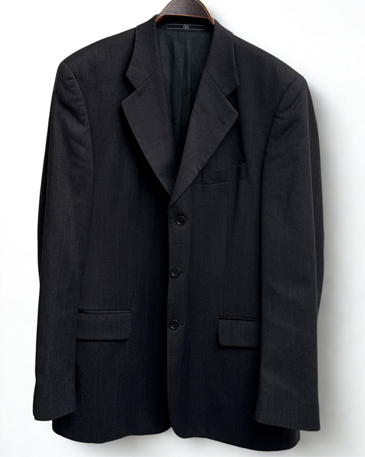 Vintage Valentino Uomo dark grey pinstripe wool blazer
