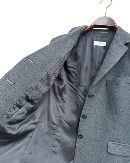 Dries Van Noten Dark Grey Wool Blazer 3 Button Tailored Jacket Size 40
