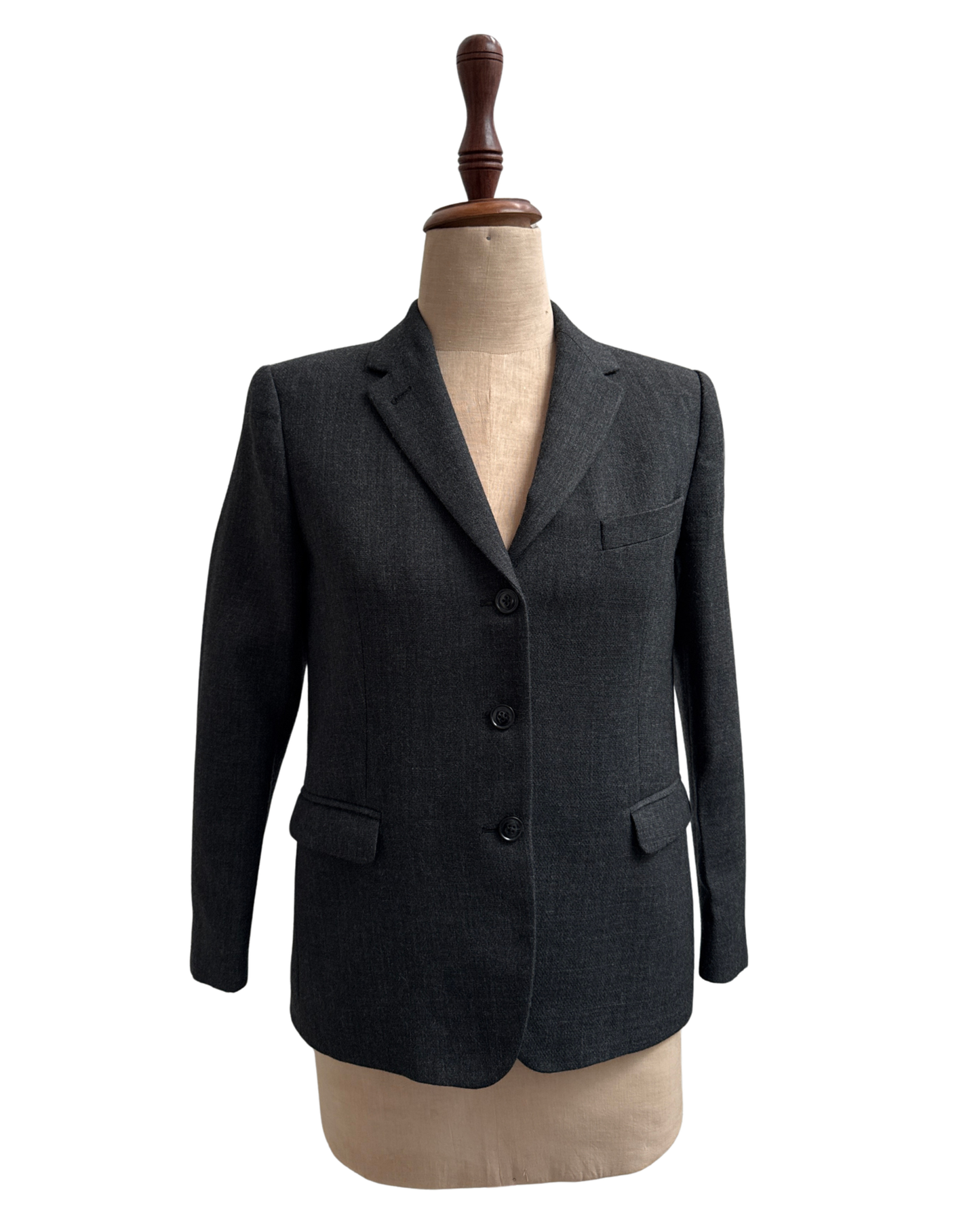 Dries Van Noten Dark Grey Wool Blazer 3 Button Tailored Jacket Size 40