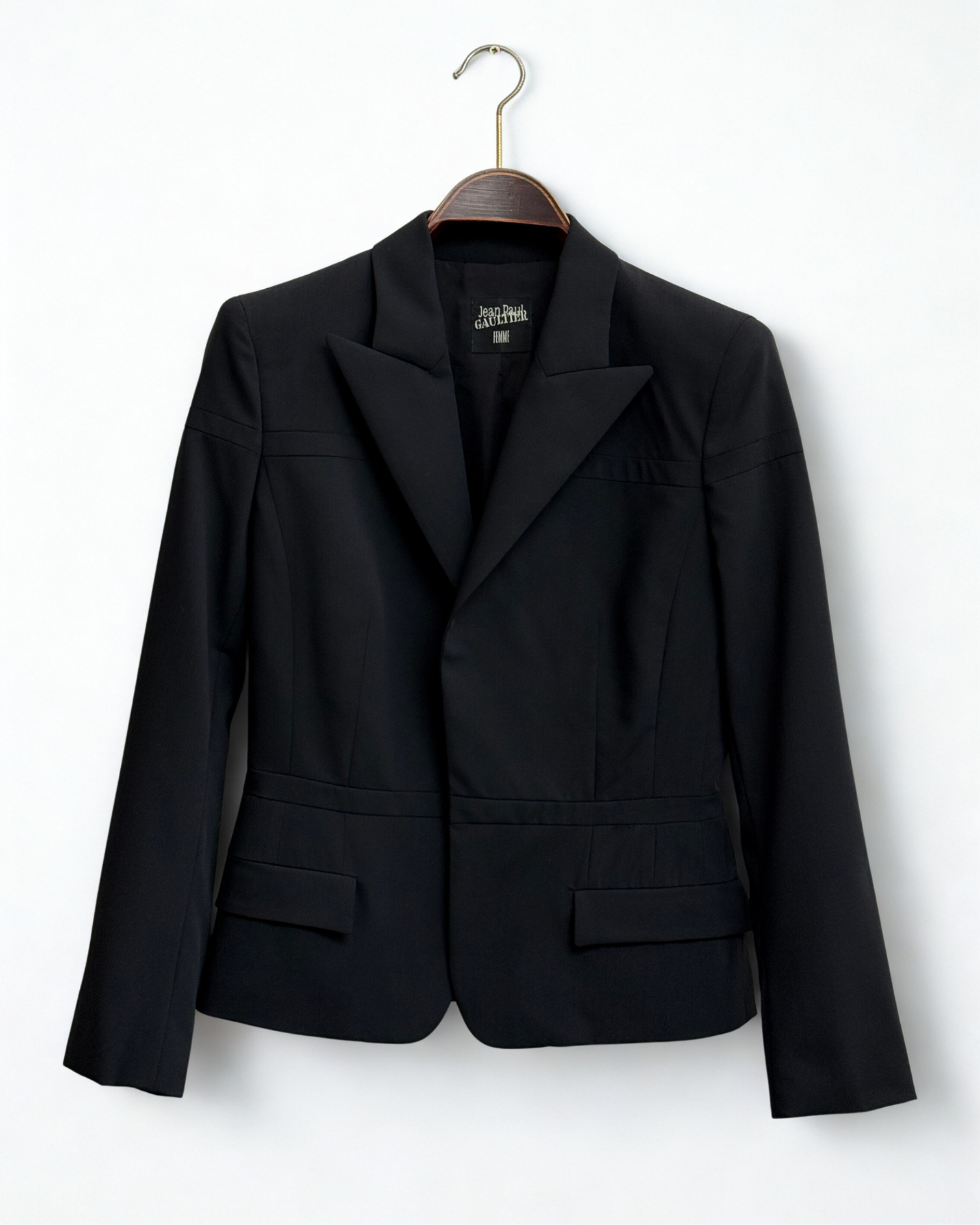 Jean Paul Gaultier Femme black wool blazer SS2005 size 38