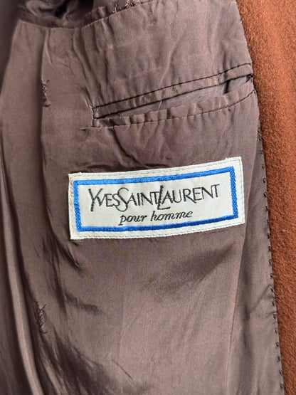 Yves Saint Laurent 1980s Double Breasted Cashmere Wool Blazer Size L Oversized