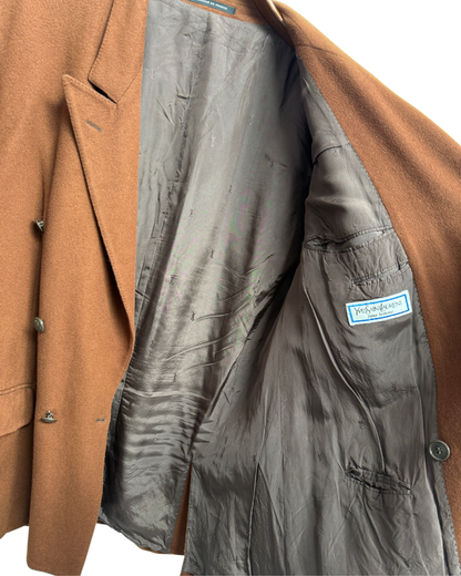 Yves Saint Laurent 1980s Double Breasted Cashmere Wool Blazer Size L Oversized