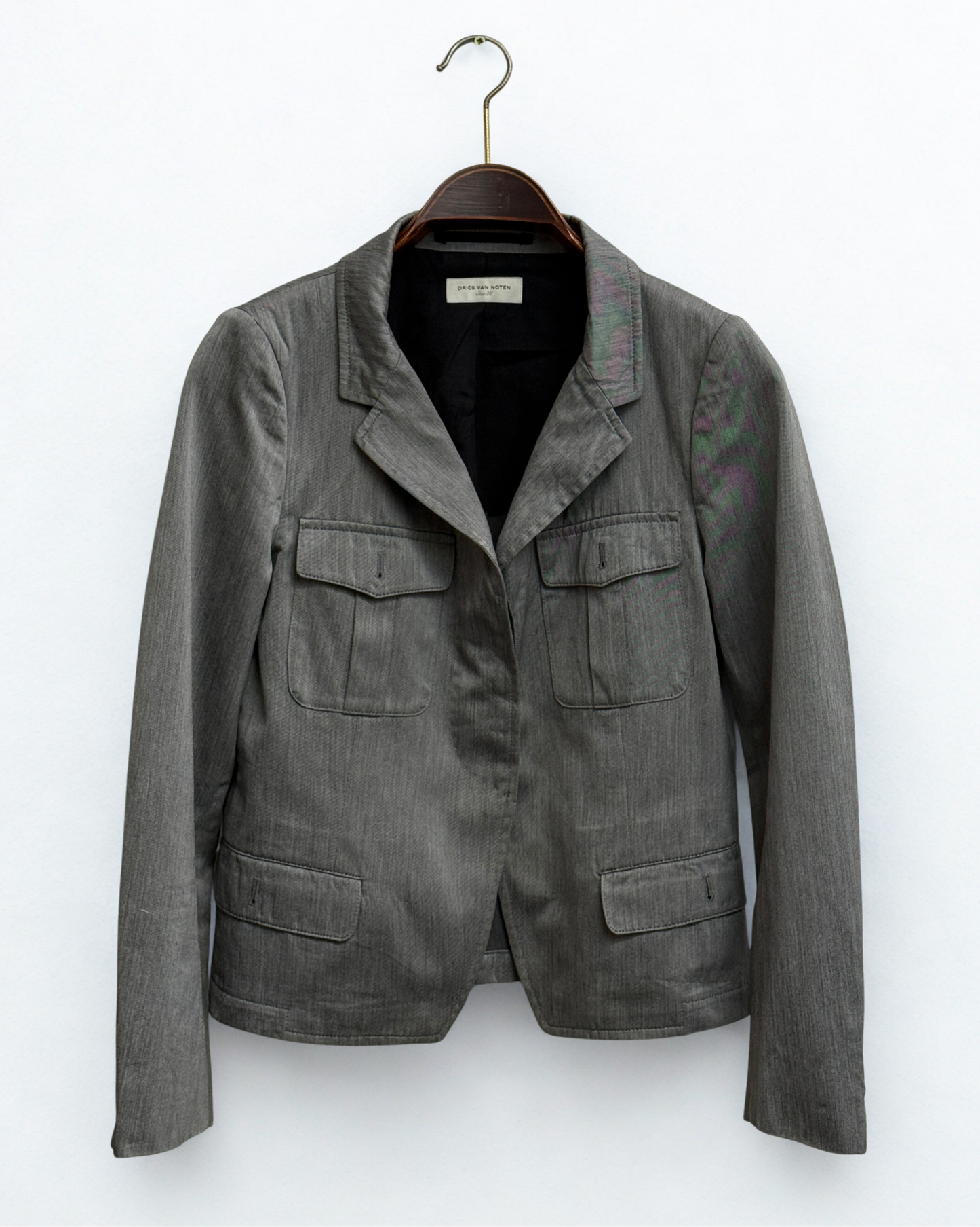 Dries Van Noten Safari Jacket Cotton Press Button Blazer Size 36