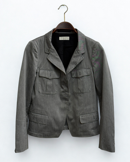 Dries Van Noten Safari Jacket Cotton Press Button Blazer Size 36