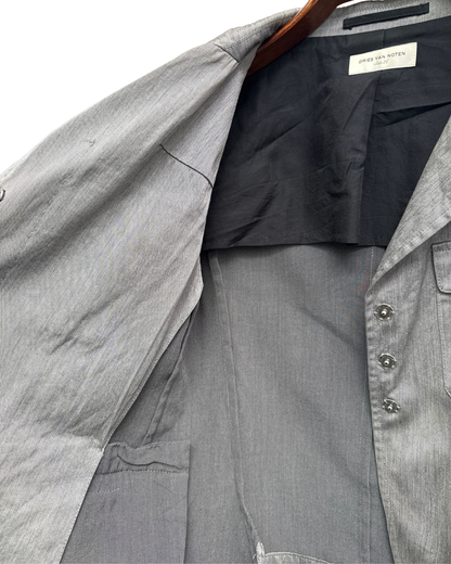 Dries Van Noten Safari Jacket Cotton Press Button Blazer Size 36