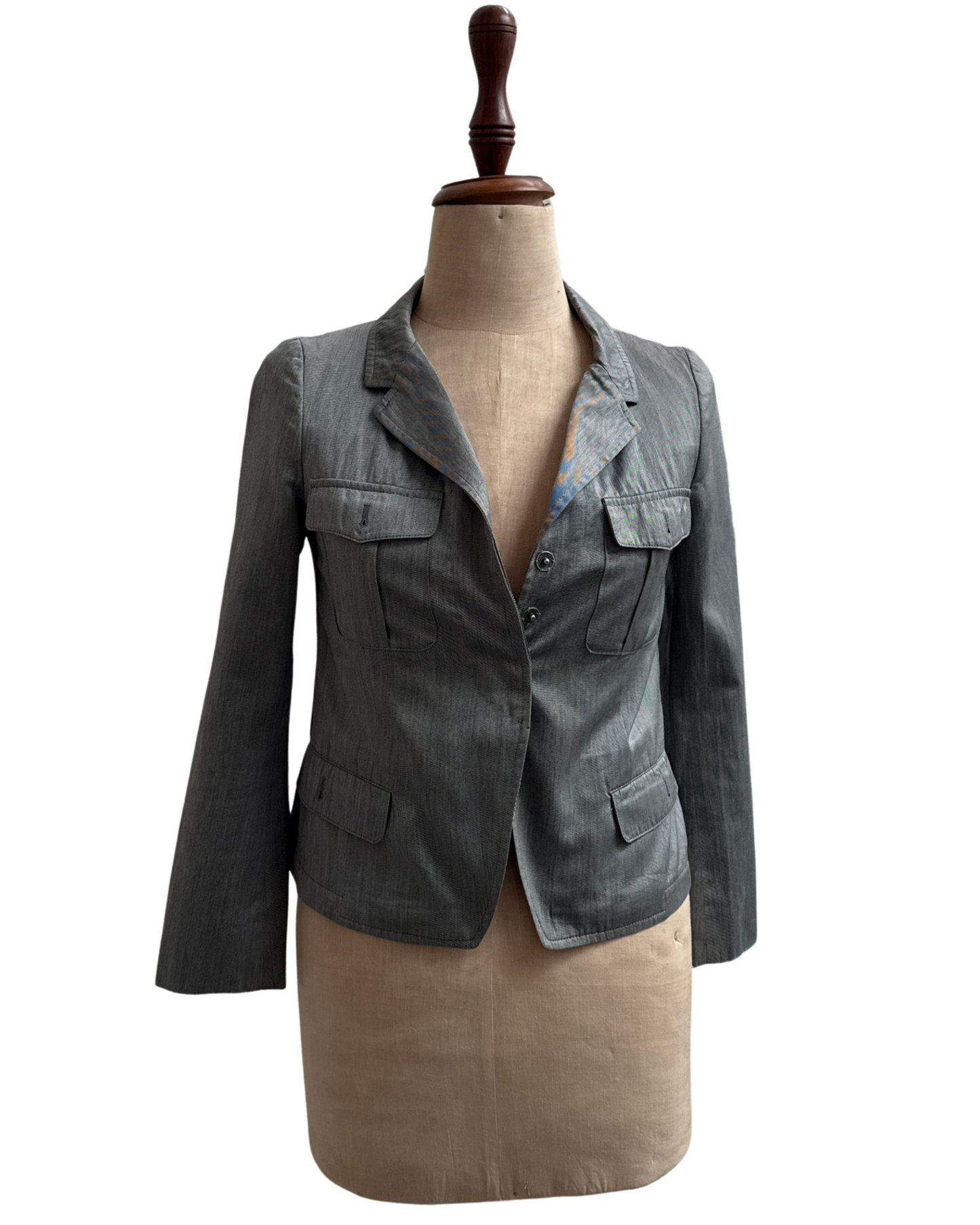 Dries Van Noten Safari Jacket Cotton Press Button Blazer Size 36