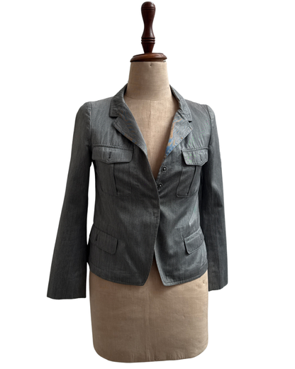 Dries Van Noten Safari Jacket Cotton Press Button Blazer Size 36