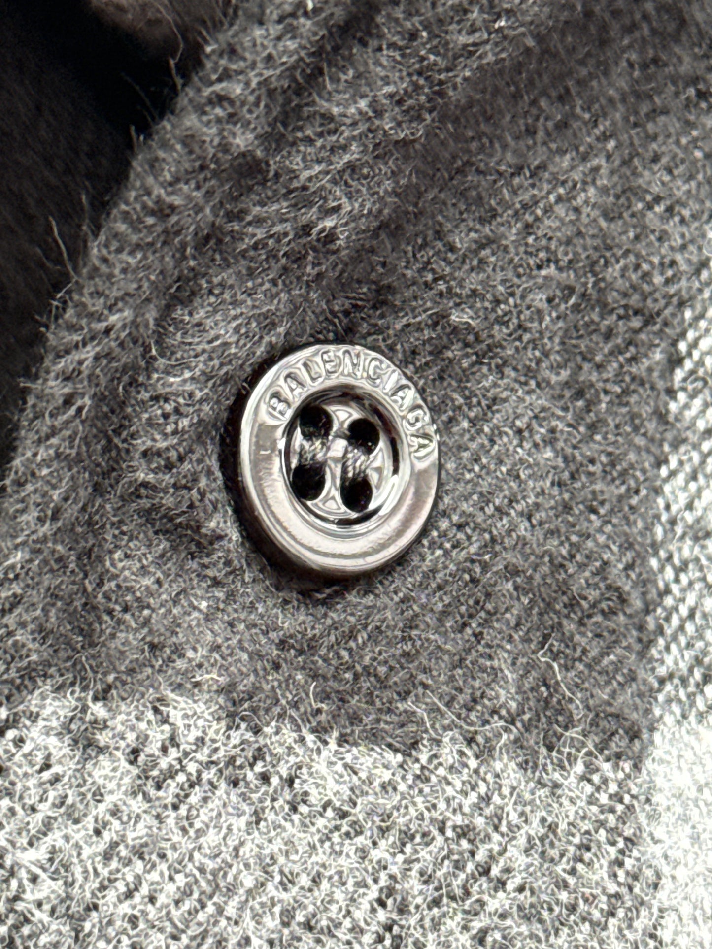 Button detail on Balenciaga flannel shirt