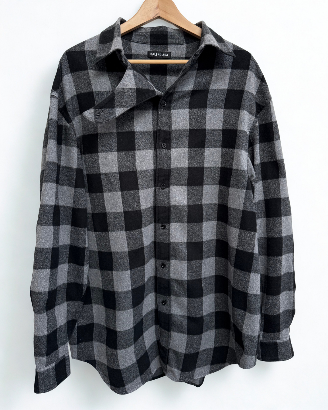 Vintage Balenciaga grey black flannel shirt oversized fit
