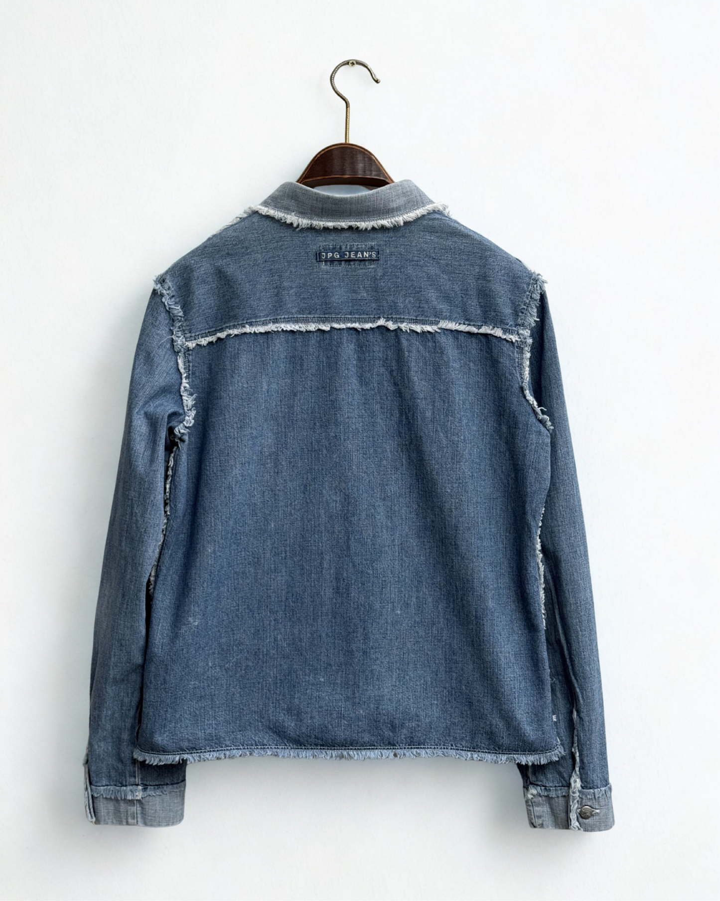 Back view of Gaultier fringed denim shirt