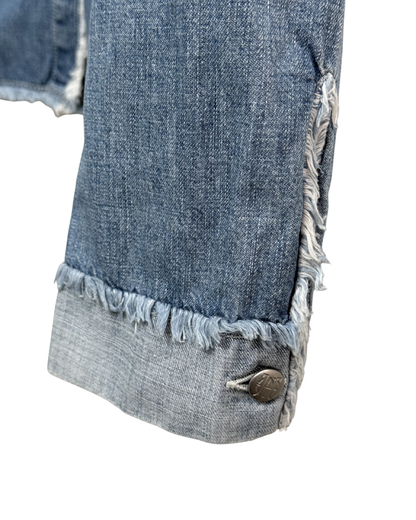 Front sleeve fringe and stitching detail