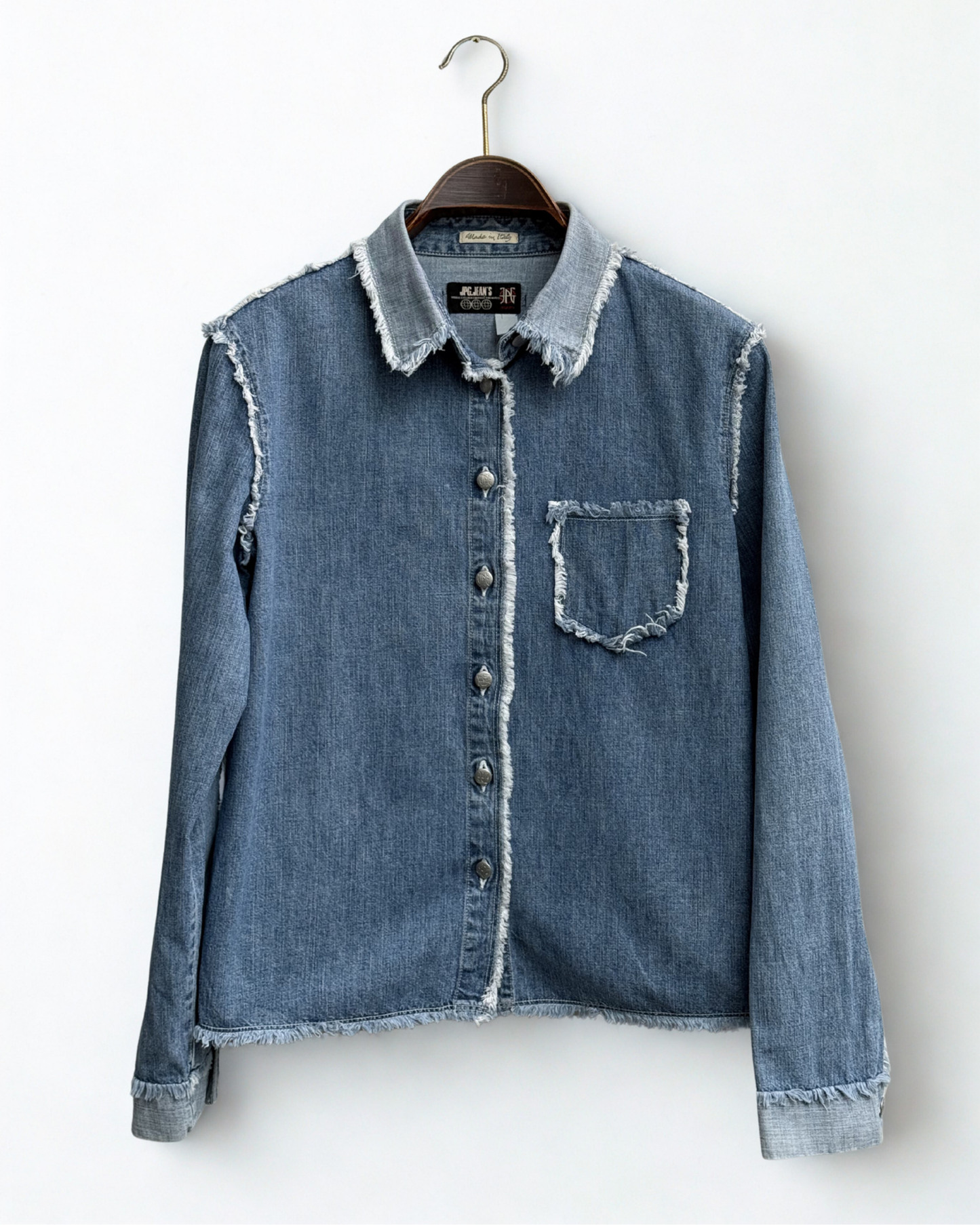 1990s Jean Paul Gaultier JPG Jeans fringed denim shirt