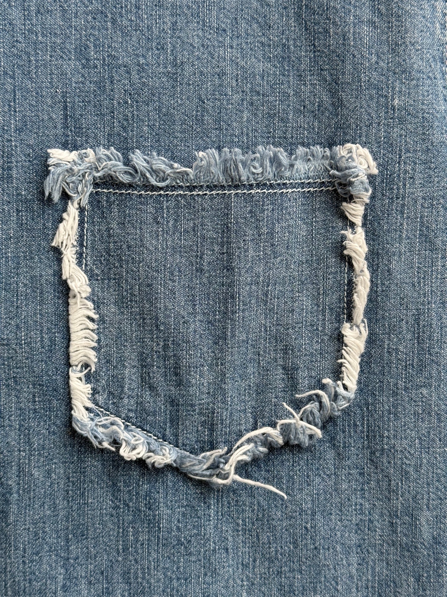 Front pocket fringe and stitching detail