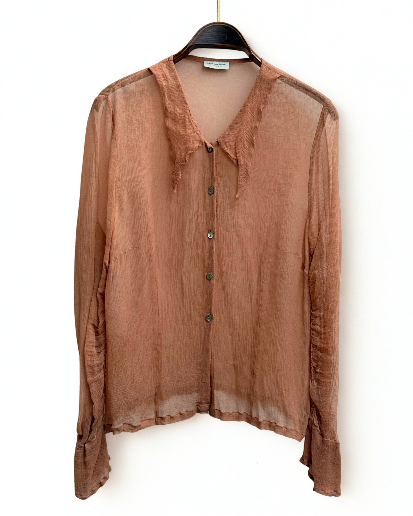 Dries Van Noten rose silk crepon shirt size 42